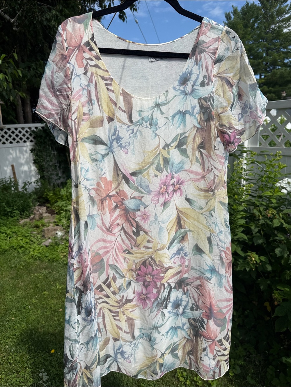Elena Baldi - made in Italy Women's Floral Short-Sleeve Scoop Neck Tunic